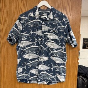 Salty Crew Navy Fish Print Men's Shirt